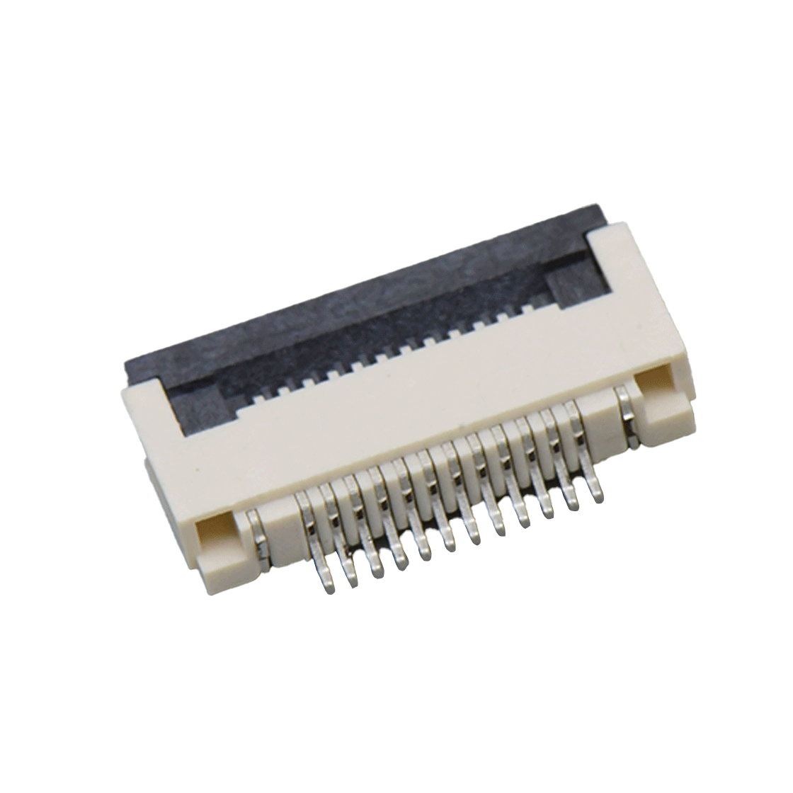 F0506 FPC FFC连接器Pitch 0.50mm 90°H2.00mm 前掀盖下接触卧贴 FPC 12Pin米黄色 镀雾锡